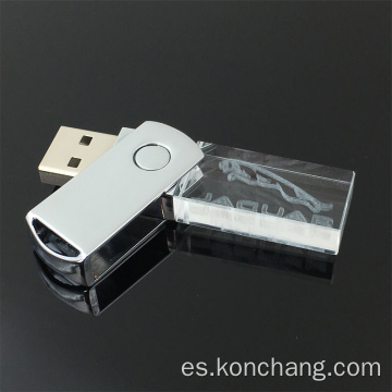 Unidad flash USB giratoria de vidrio